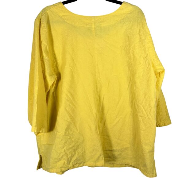 Palm Grove Yellow Gauze Gauzy Tulip Floral Flowy Blouse Size 2X - Picture 3 of 5